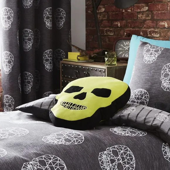 Catherine Lansfield Green Skulls Cushion