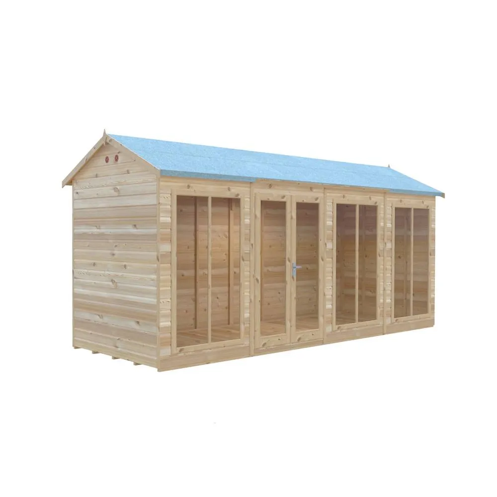 Shires Mayfield 16 x 6 Summerhouse - Wood - L179 x W476 x H240.9 cm in Light Brown 3