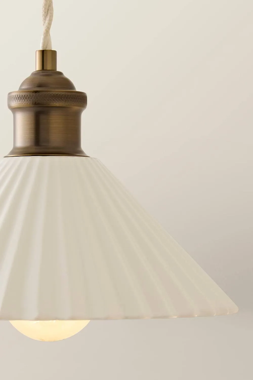 ValueLights Burford White Ceramic Ribbed Adjustable Drop Wall Light in Cream 3