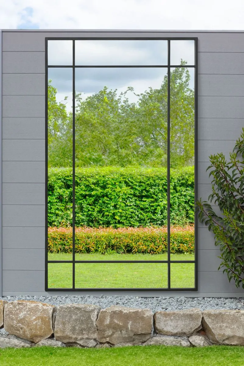 MirrorOutlet Black Contemporary Wall & Leaner Garden Mirror 71"x 43" 180x110cm 2