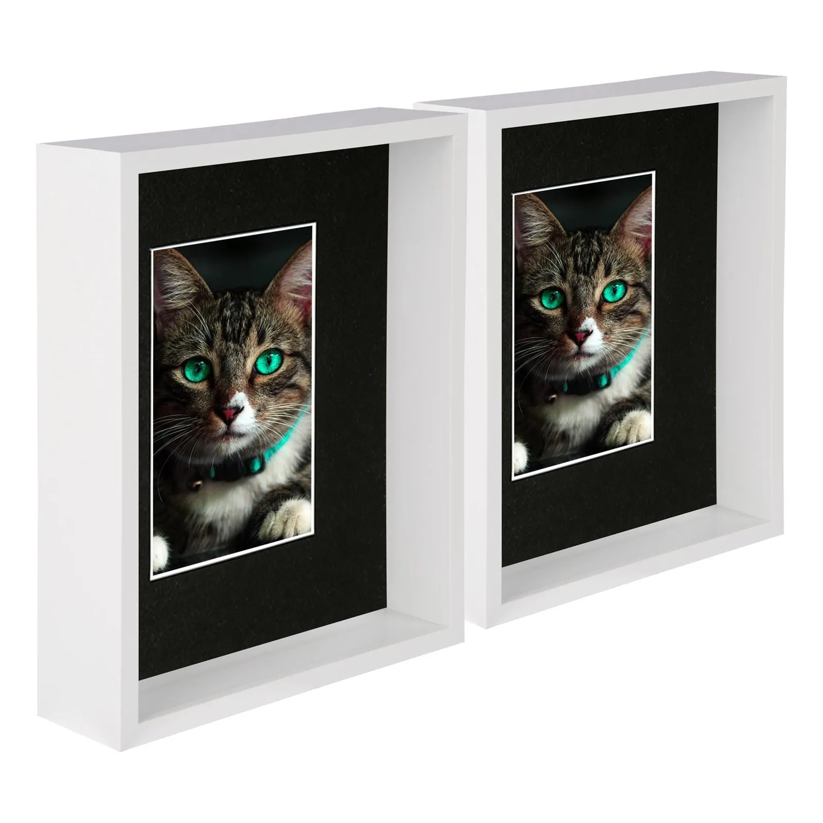Nicola Spring 8" x 10" 3D Deep Box Photo Frames - 4" x 6" Mount - White - Pack of 5 in Black