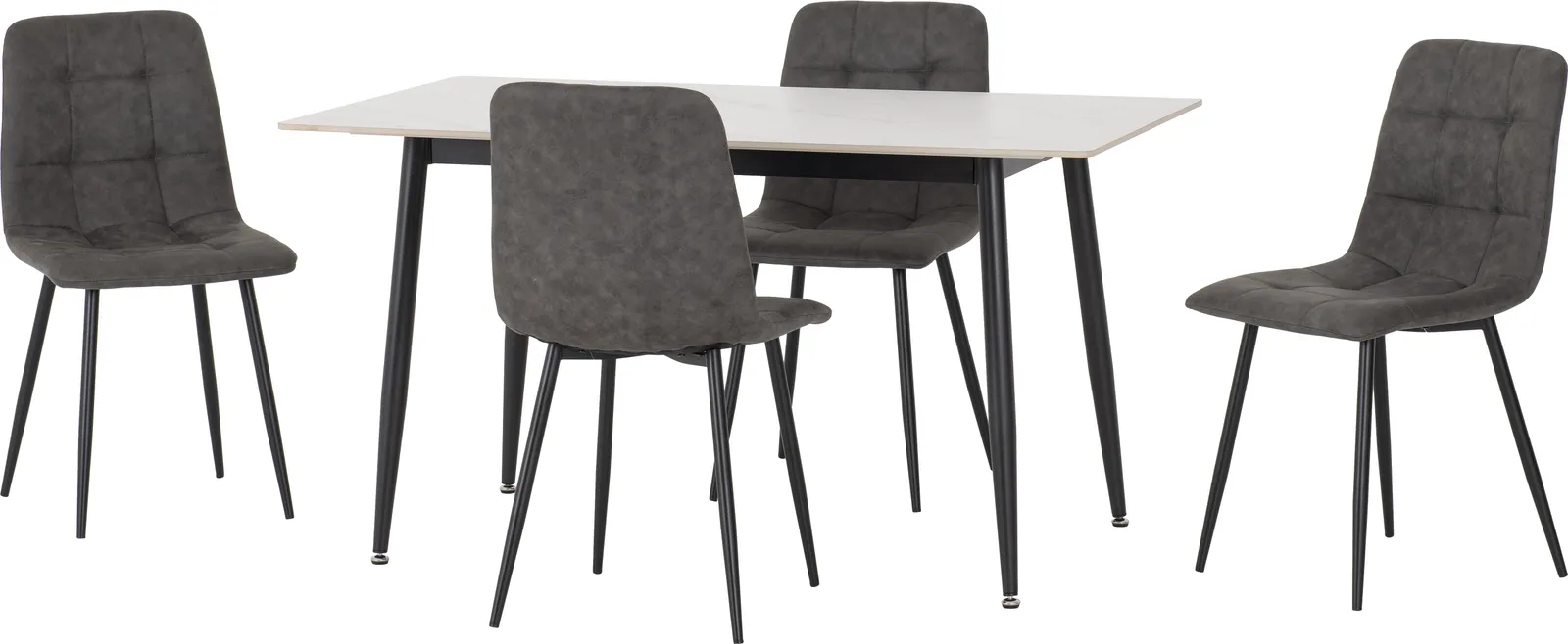 Seconique Fenton Dining Set (4 Chairs) in Dark Grey 2