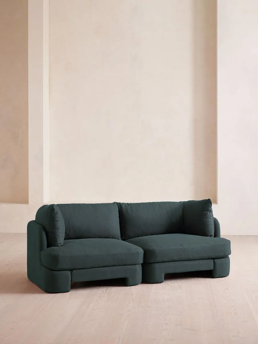 Odell Deeper Sit Modular Sofa, Three Seater, Linen, Prussian Blue