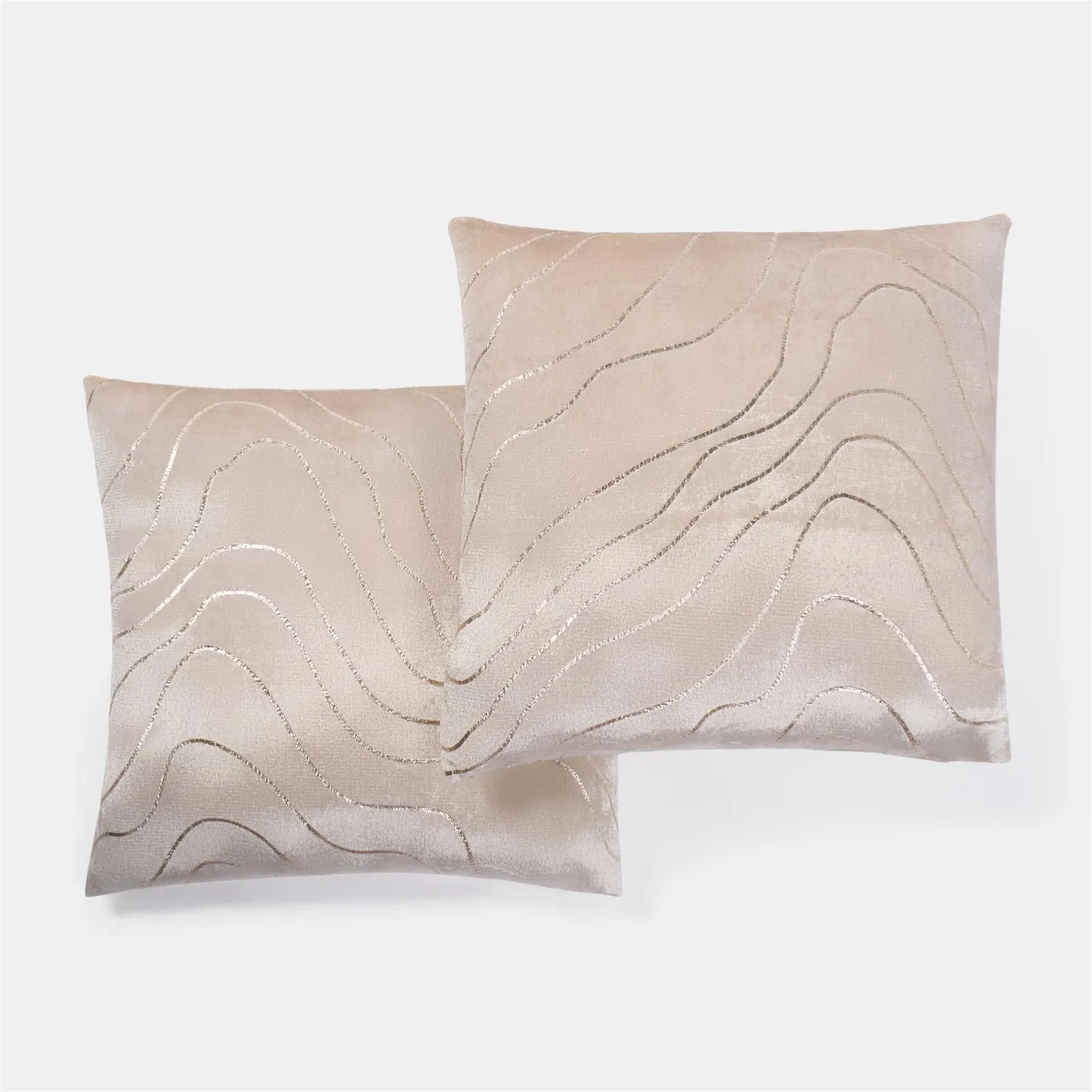 OHS 2 Pack Metallic Wave Cushion Covers Home Decor Set in Natural