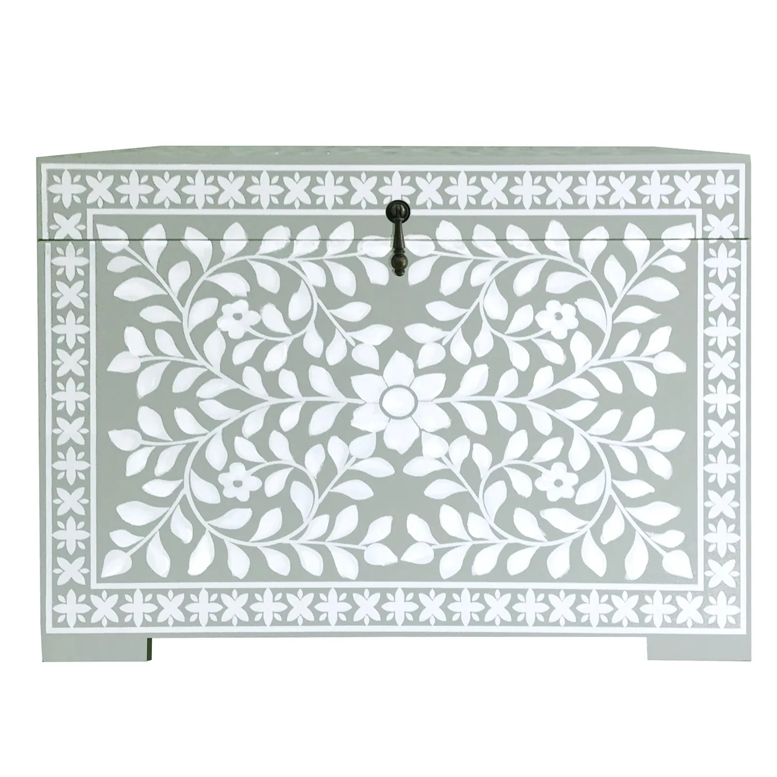 Grey And White Hand Painted Chest Grey, White
