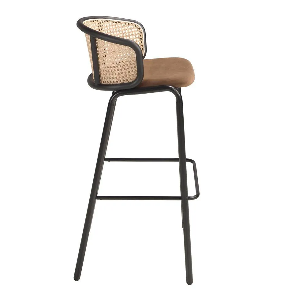 Angel Cerda Rattan Back Brown Velvet Stool 515095 cm 6