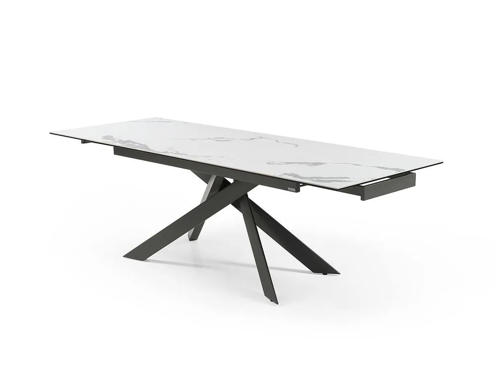 Vente-unique 6 - 10 Seater Extendable Dining Table In Ceramic & Metal - White and in Grey 4