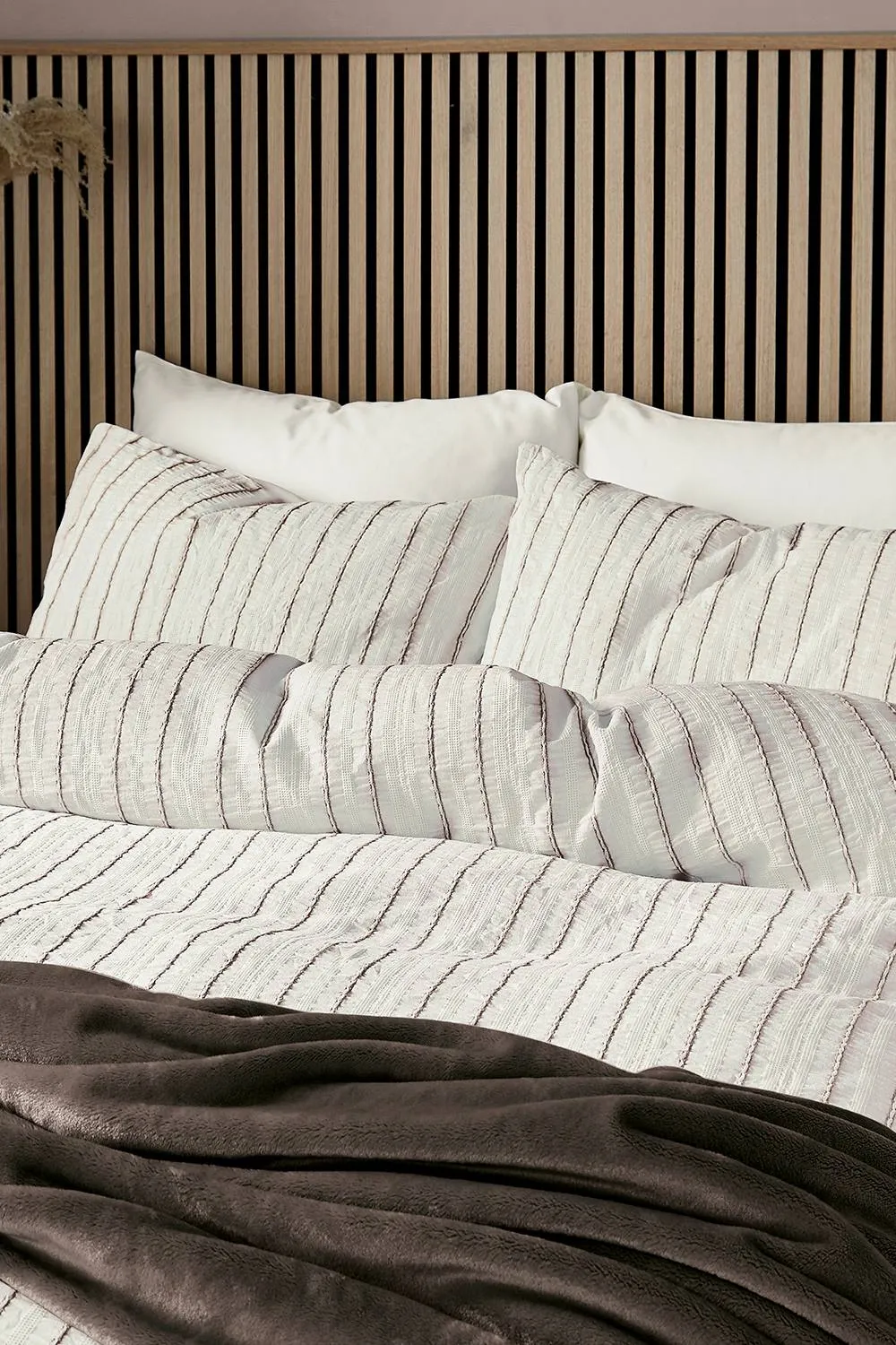 Helena Springfield 'Waffle Stripe' Duvet Cover Set in Brown 2