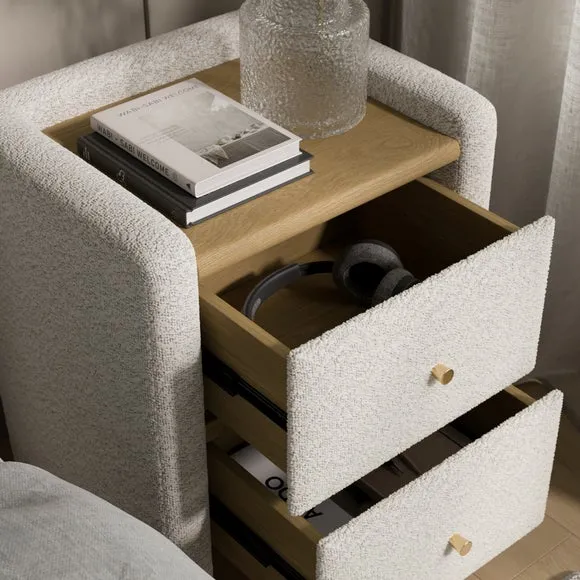Squidge 2 Drawer Boucle Bedside Table 3