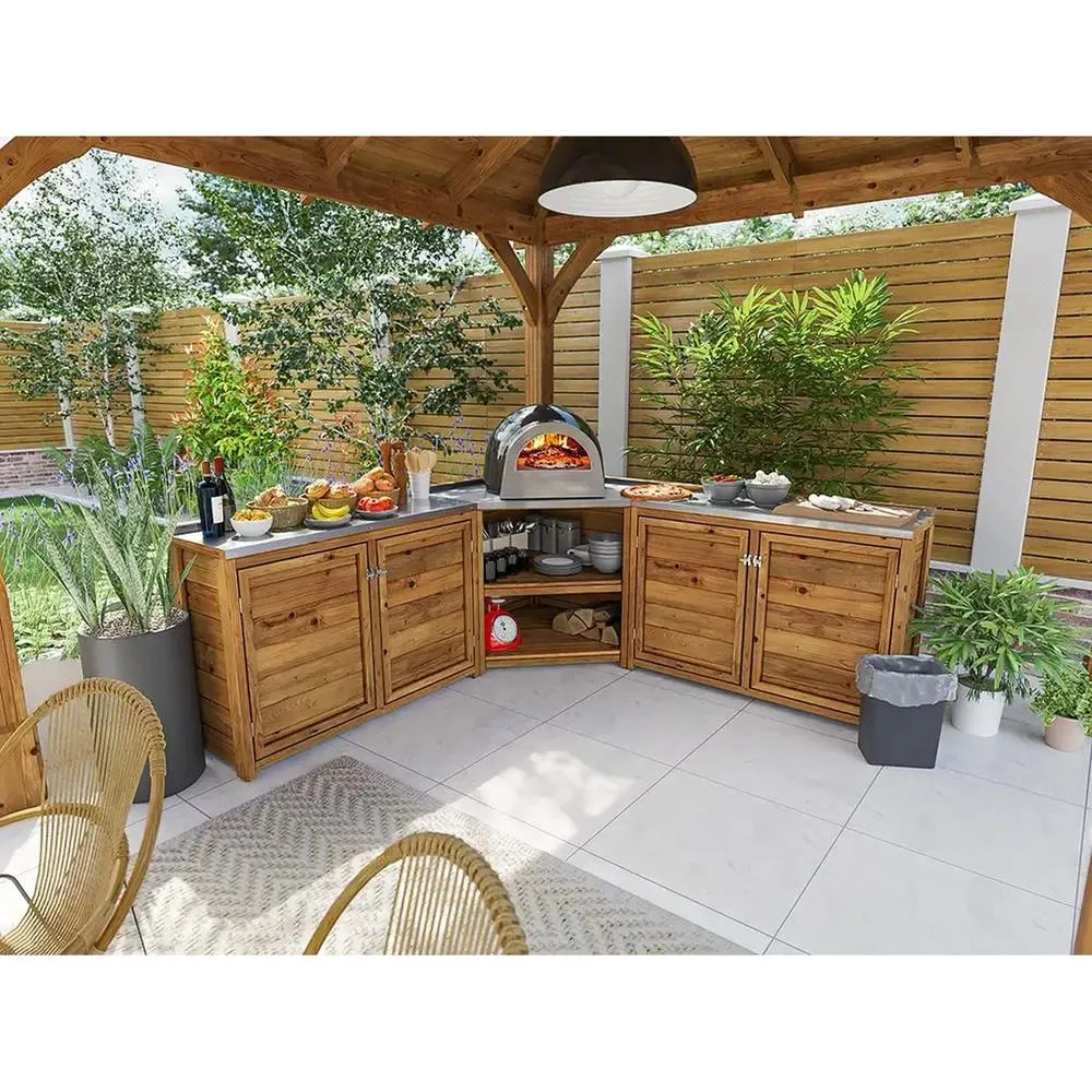 Dunster House Wooden Garden Kitchen Unit J-Configuration W2m x D2m / W7' x D7' in Brown 3