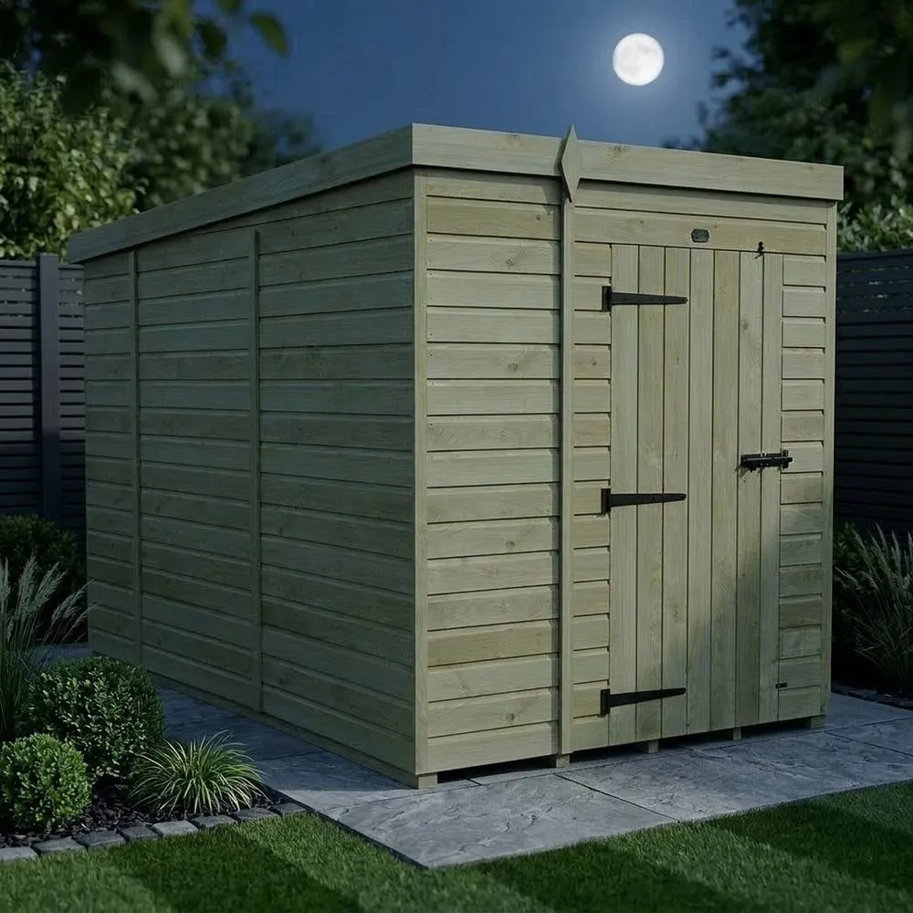 Buttercup Farm 6ft x 10ft Pent Garden Shed Single Door No Windows - Timber in Brown 3