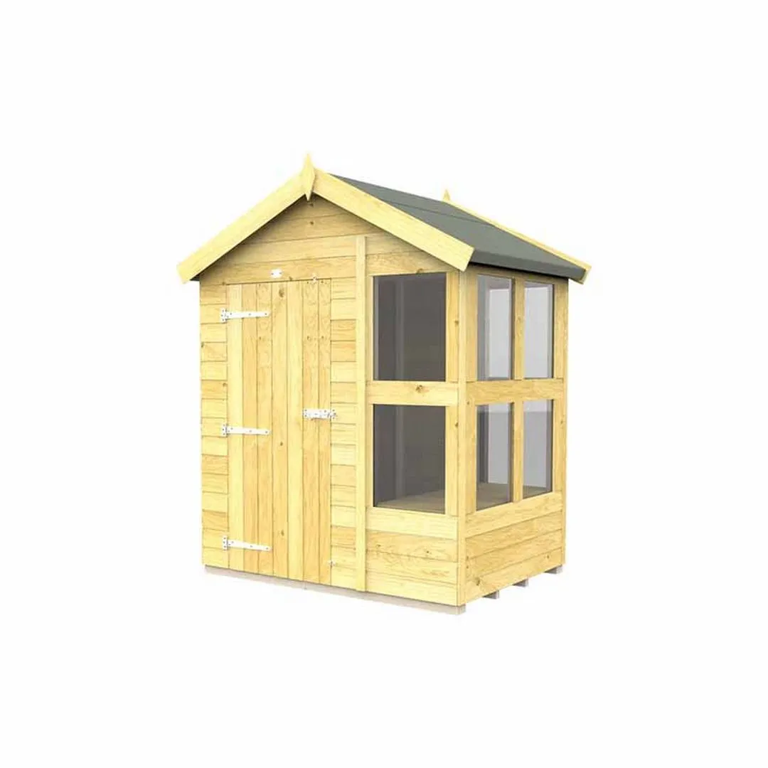 Buttercup Farm 6ft x 4ft Apex Potting Shed - Wood - L127 x W175 x H217 cm in Brown