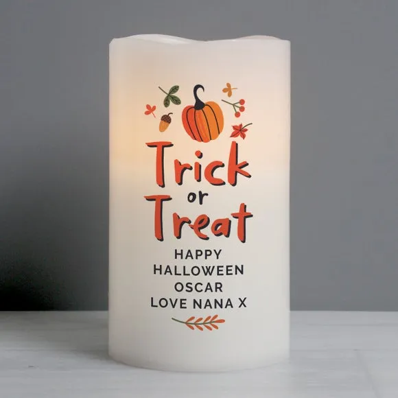 Personalised Trick or Treat Pumpkin LED Candle 6