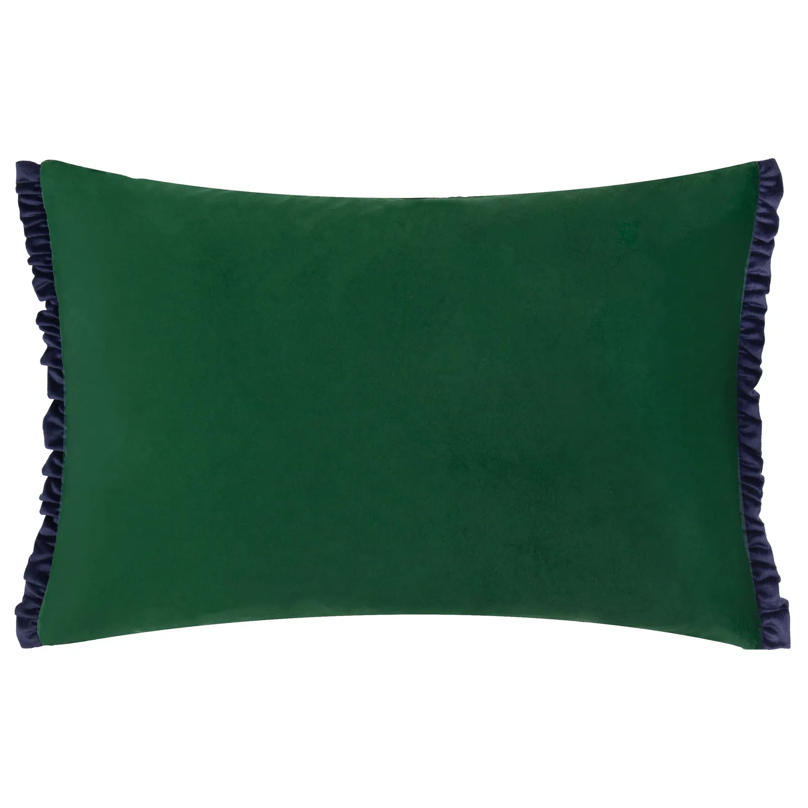 Wylder Tilly Velvet Frill Reversible Cushion in Bottle Green 2