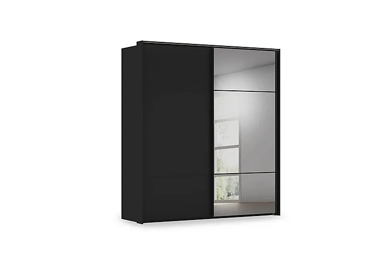Haven 210cm 2 Door Slider Wardrobe with 1 Décor Door, 1 Mirror Door and Lights