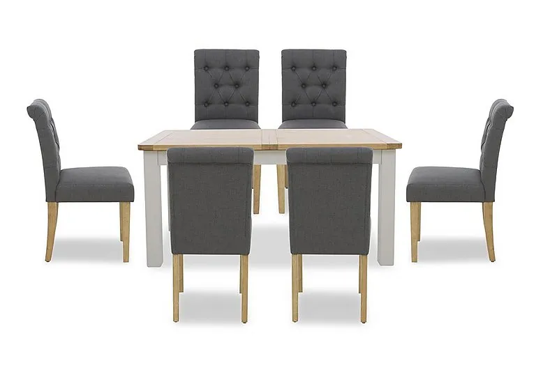 Lewis Rectangular Extending Dining Table and 6 Button Back Chairs - Anthracite