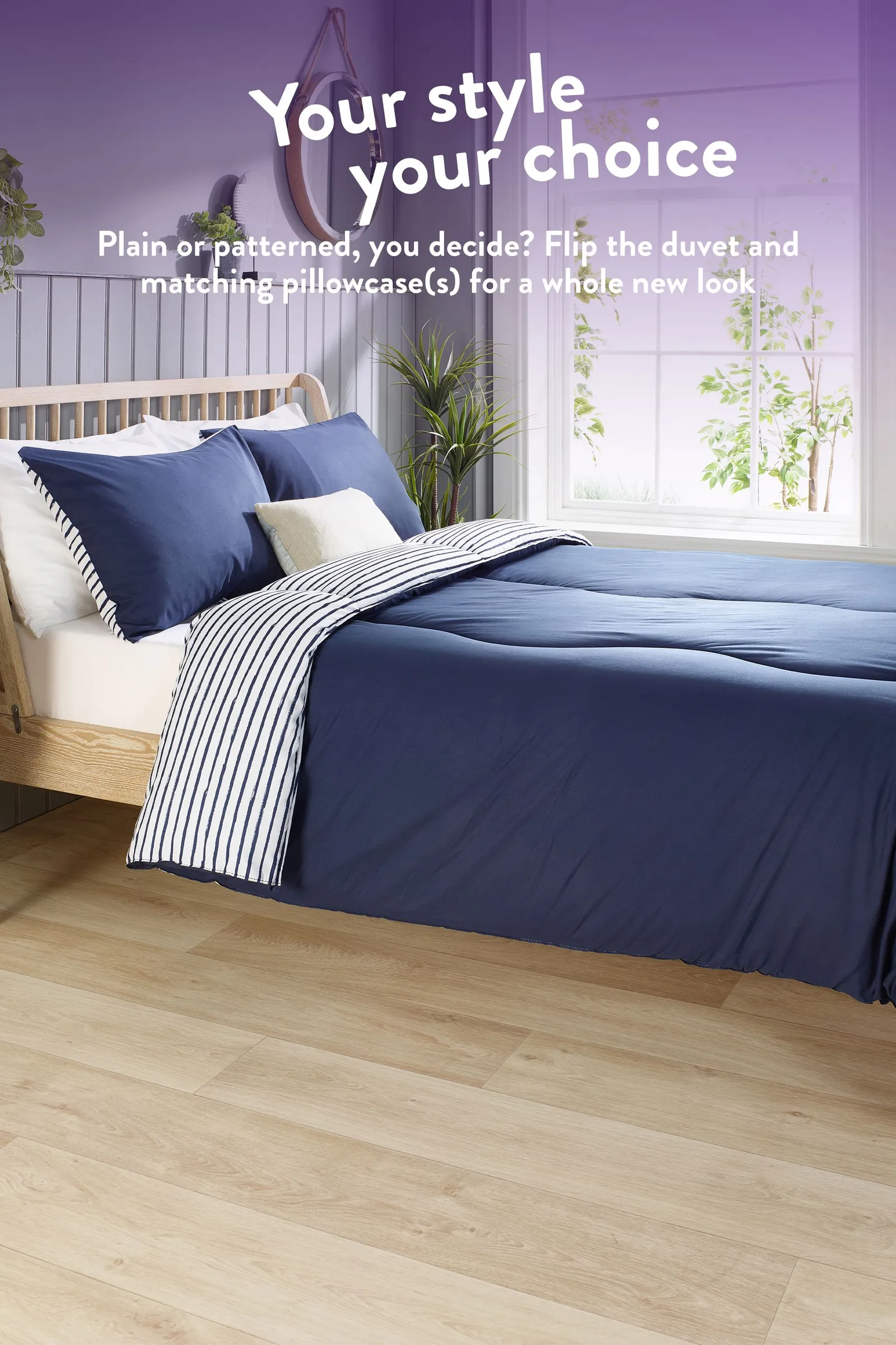 Slumberdown Coverless Comfort Printed Stripe Navy 10.5 Tog Duvet 3