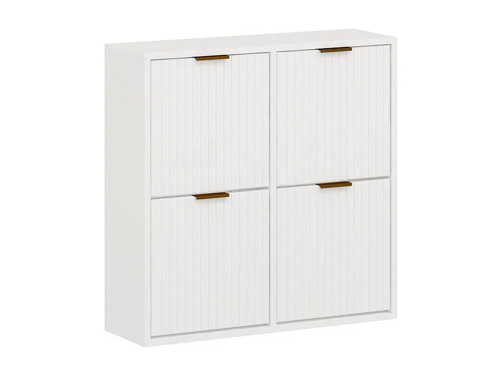 Vente-unique Shoe Cabinet With 4 Drop-Down Compartments - White & Gold - FRALYN 2