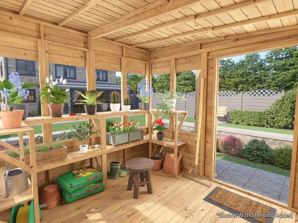 Dunster House Wooden Potting Shed Pent Roof W8' x D8' (W2.4 x D2.4m) Overlord Modular in Brown 3