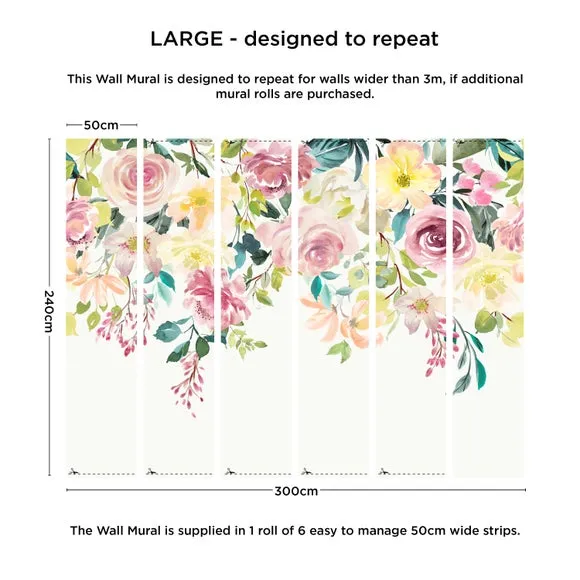 Watercolour Florals Wall Mural 3