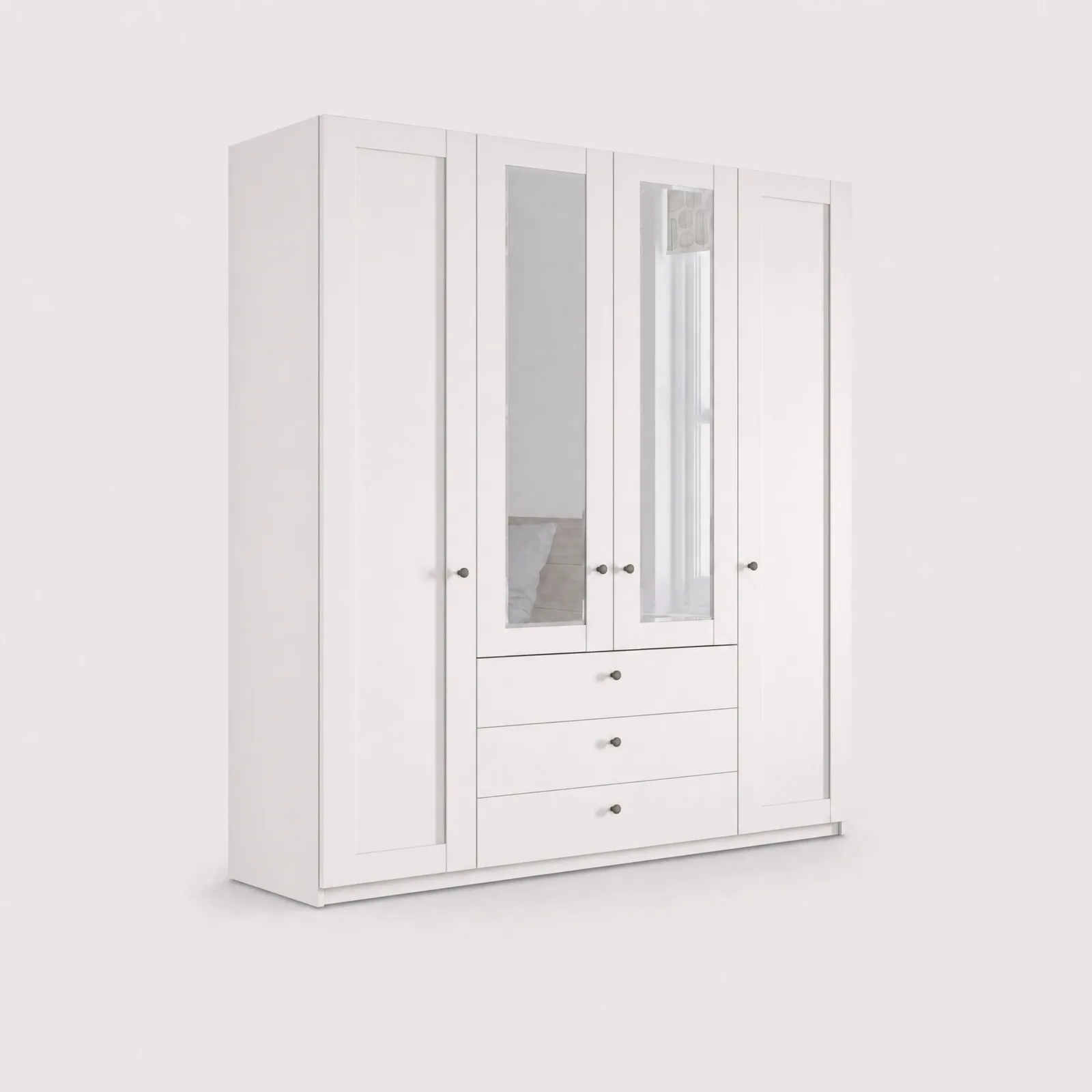 Varese 4 Door 3 Drawer Hinged Wardrobe 200Cm, White | Barker & Stonehouse 1
