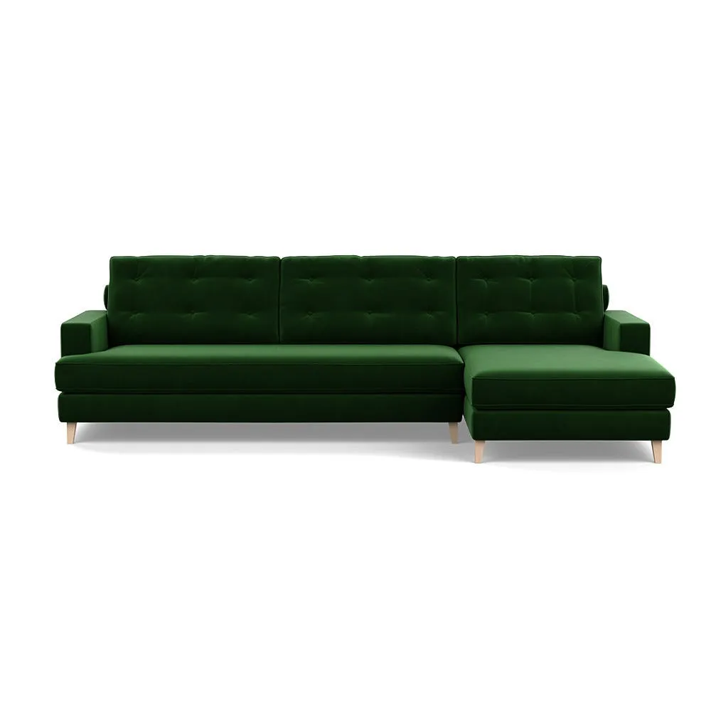 Heal's Mistral Right Hand Facing Corner Sofa Smart Velvet Forest Natural Feet 1
