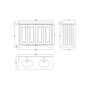 Bayswater Victrion Pointing White Traditional Freestanding Vanity Unit & White Marble Top Basin - 1200mm 2