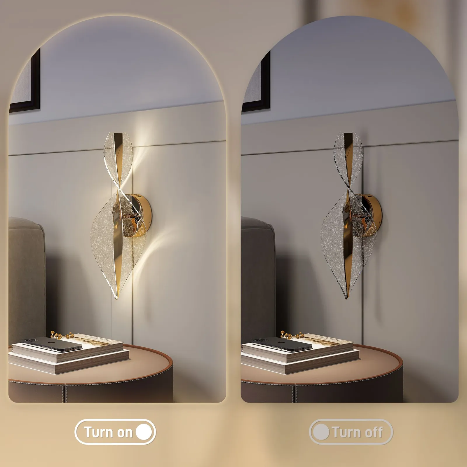 HOMCOM Led Wall Lamp 2 Pack, Modern Indoor Spiral Wall Light in Gold 5