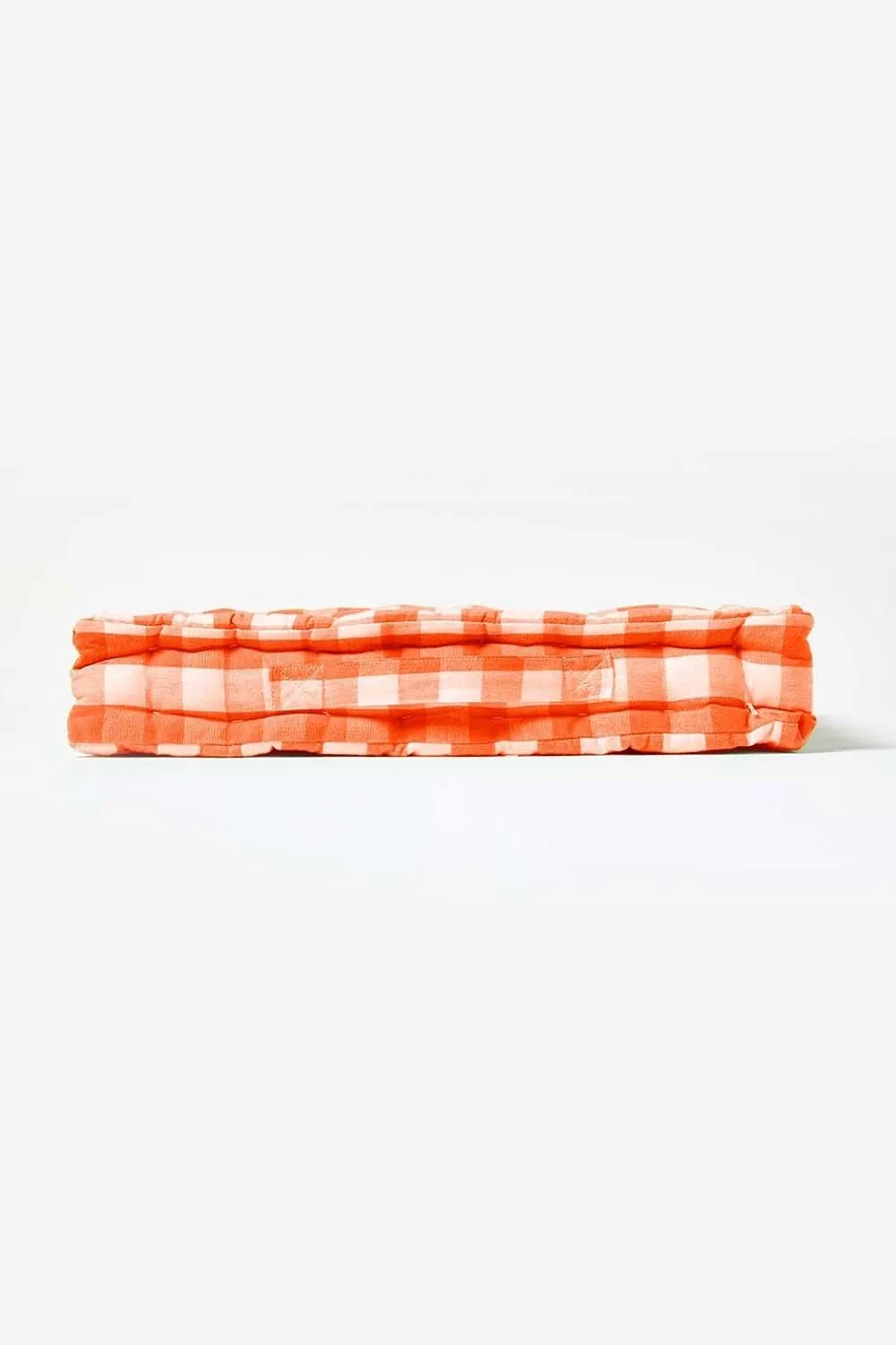 Homescapes Block Check Cotton Gingham Floor Cushion in Orange 5