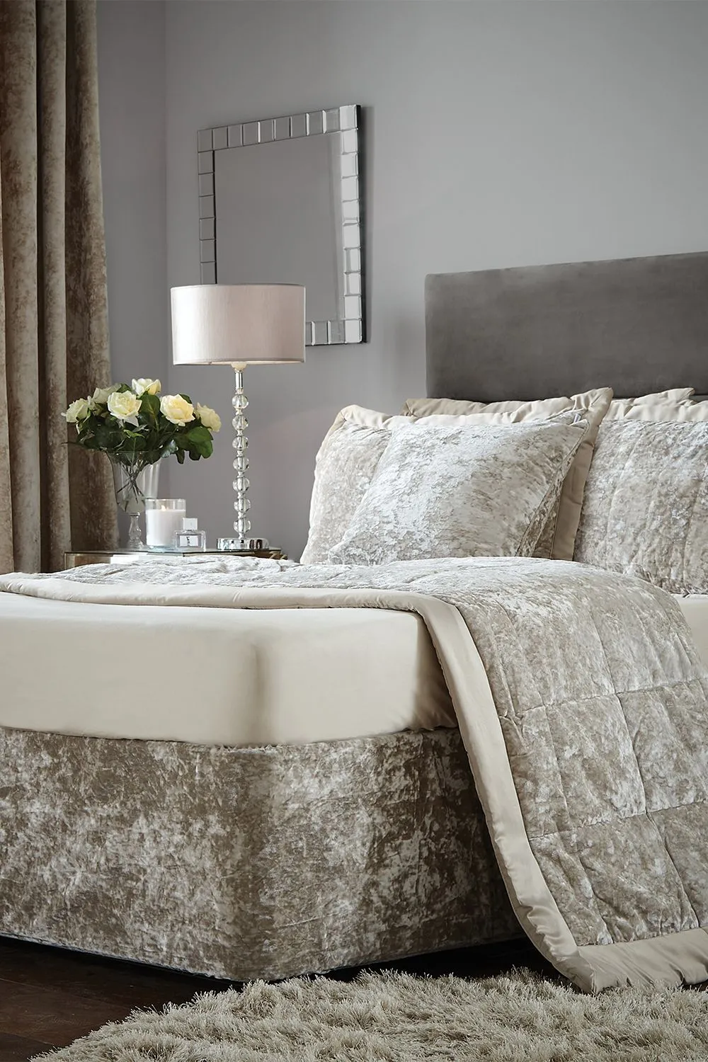 Catherine Lansfield 'Crushed Velvet' Divan Base Wrap in Silver 5