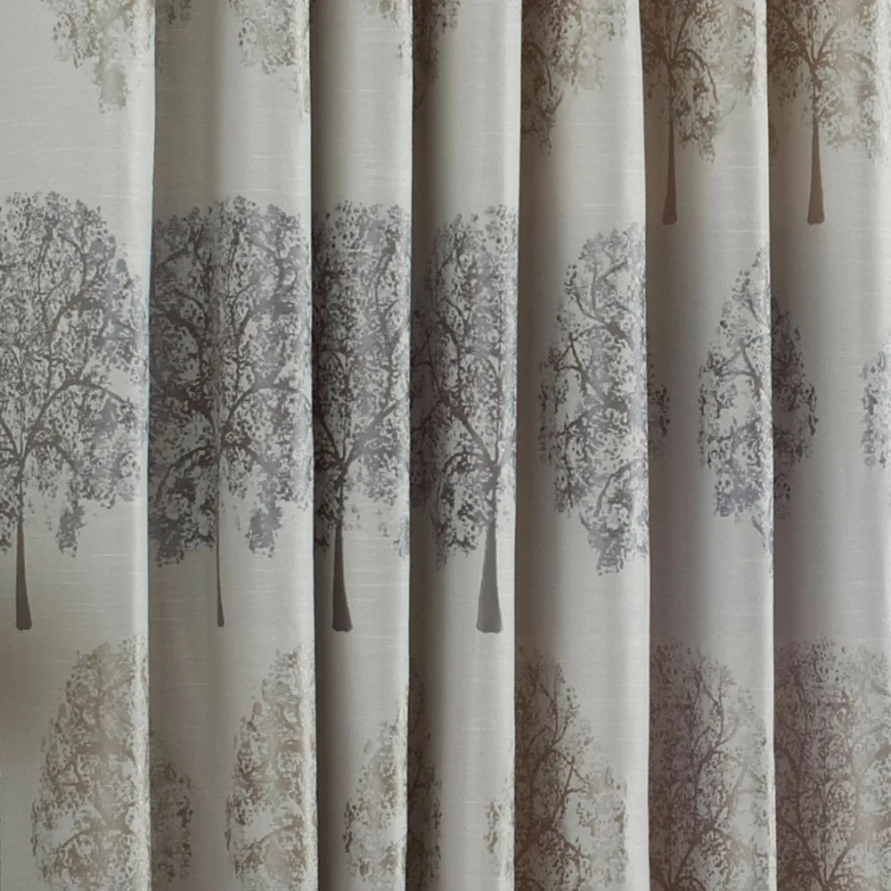 Paoletti Oakdale Tree Motif Eyelet Curtains in Silver 4