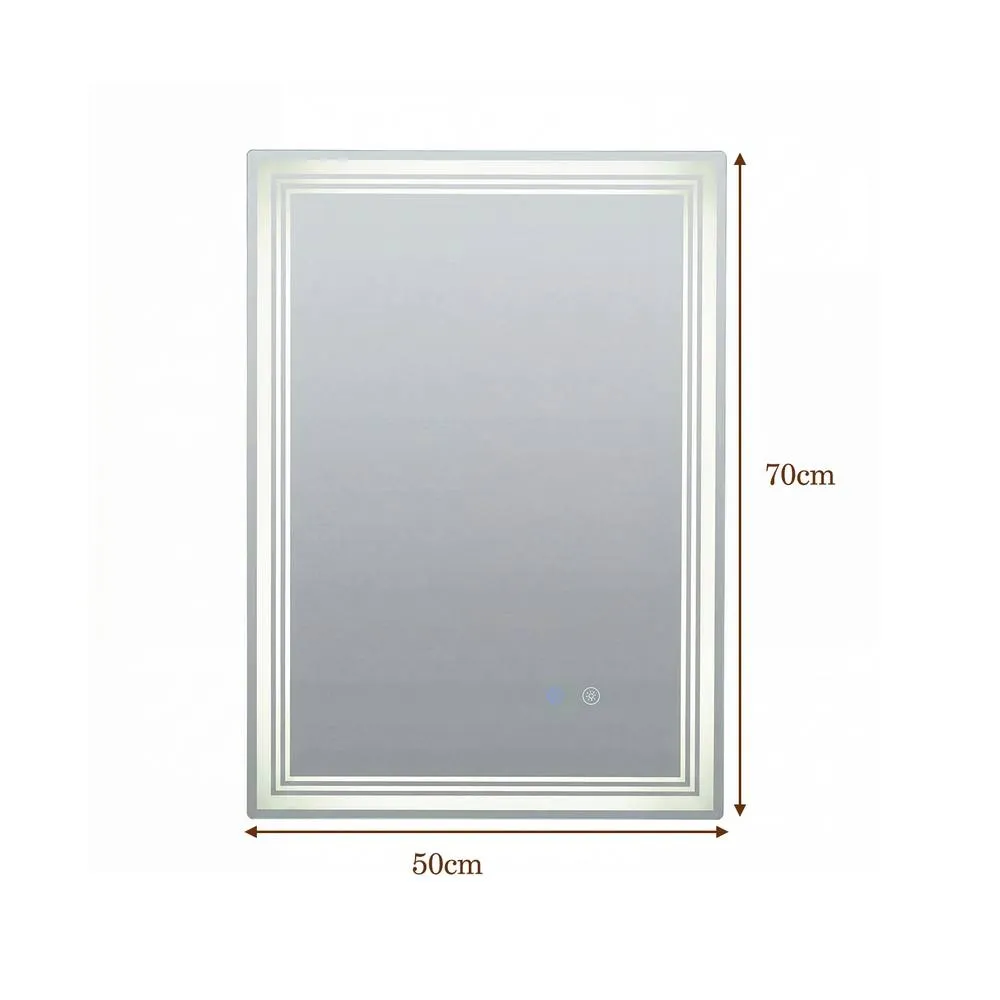 Costway 70 x 50 CM LED Bathroom Mirror Rectangular Wall Vanity Mirror in White 5