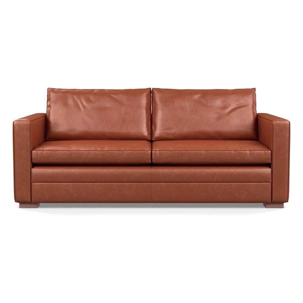 Heal's Palermo 3 Seater Sofa Stonewash Leather Light Brown 274 Walnut Feet 1