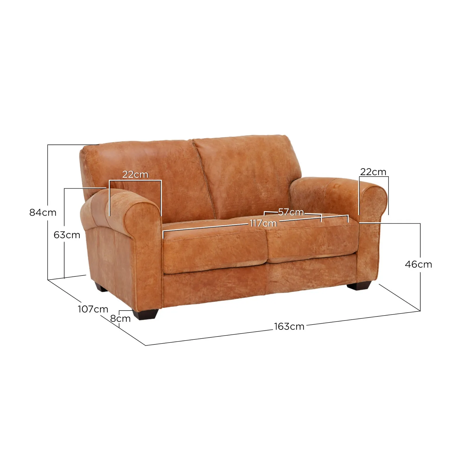Houston Love Seat Sofa, Brown Leather | Barker & Stonehouse 6
