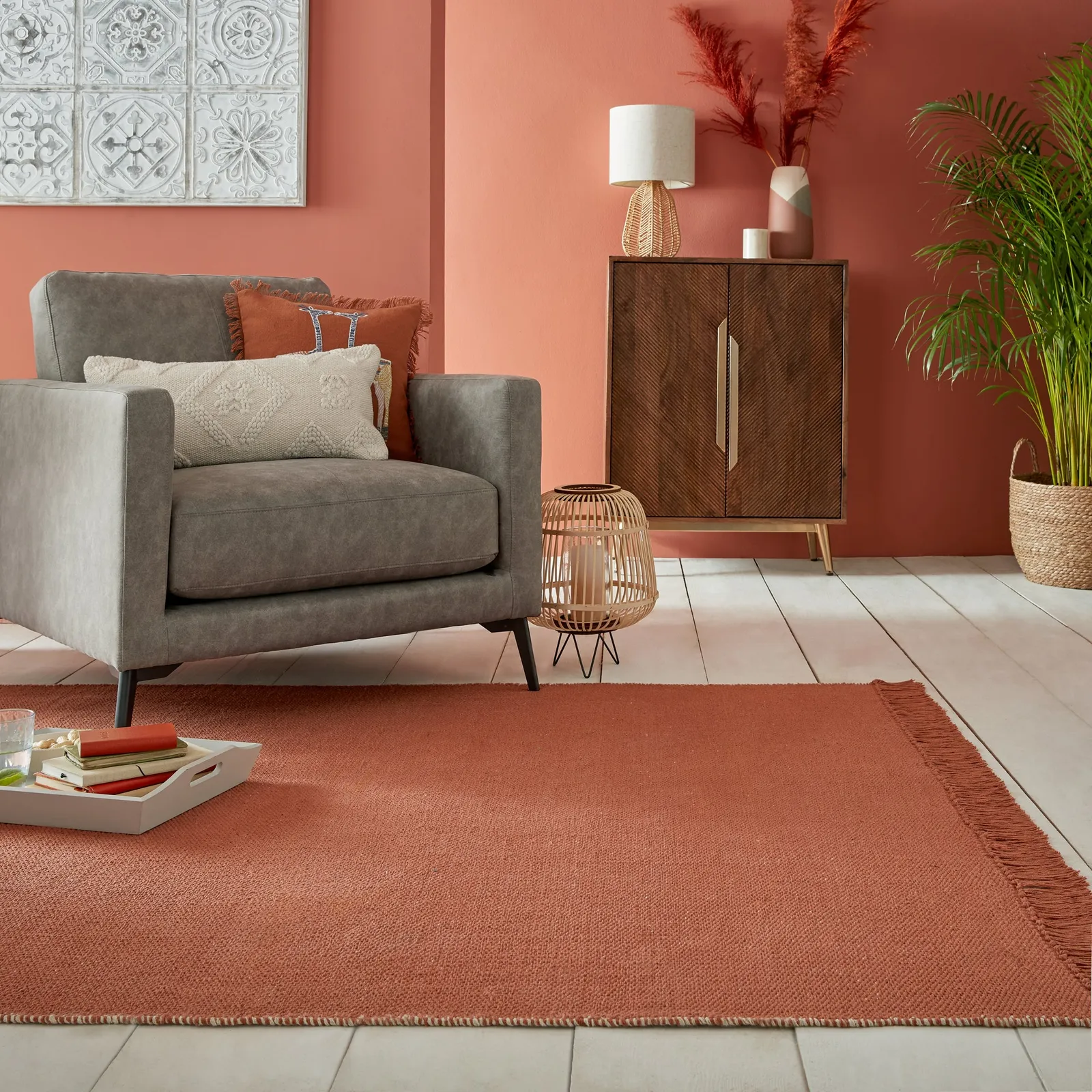 Reversible Cotton Rug Orange