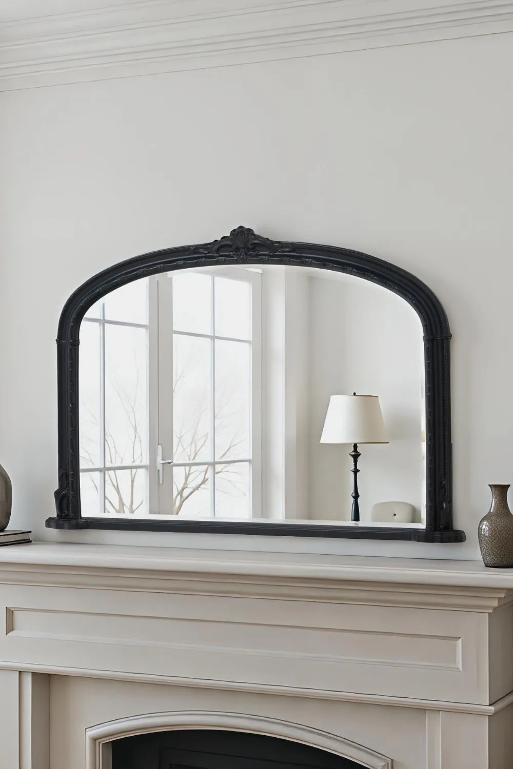 Yearn Mirrors Overmantle Mirror Arched 127(w) x 89cm(h) Victorian Mirror in Black