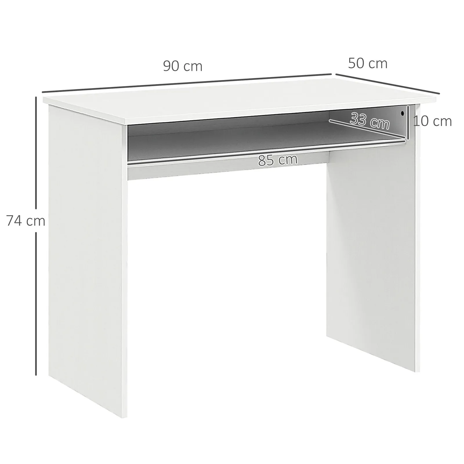 HOMCOM Computer Desk Writing Table Study Workstation Storage in White 3