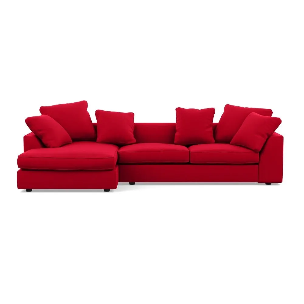 Heal's Cumulus Left Hand Facing Corner Sofa Melton Wool Red Oxide Black Feet 1