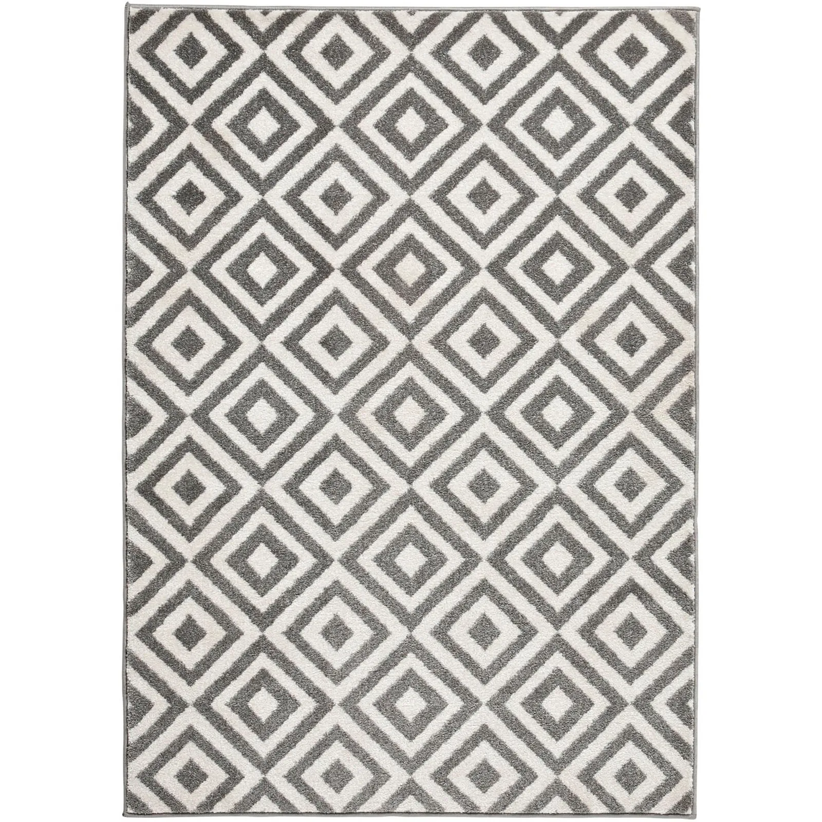 Grey Diamond Matrix Rug Grey/White