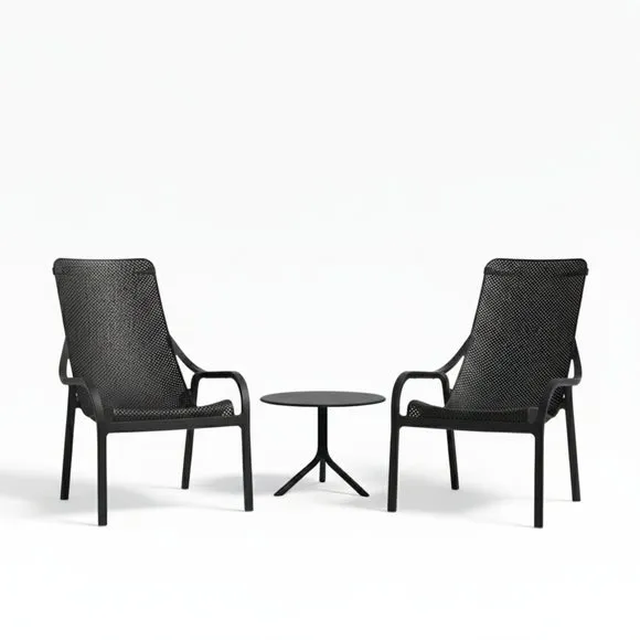 Nardi Step Low Round Table with 2 Net Lounge Chairs 2