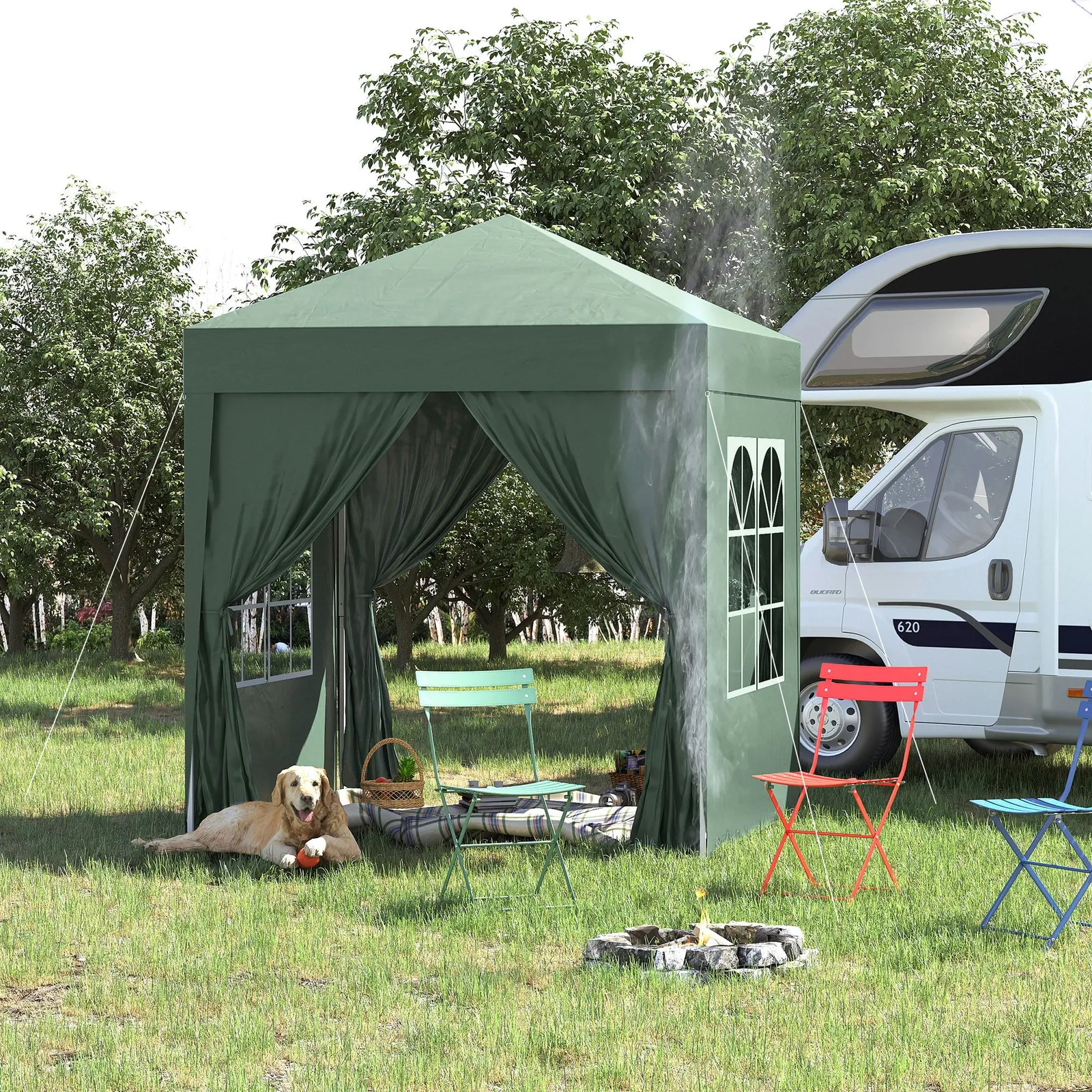 OUTSUNNY 2mx2m Pop Up Gazebo Party Tent Canopy Marquee with Storage Bag in Green 1