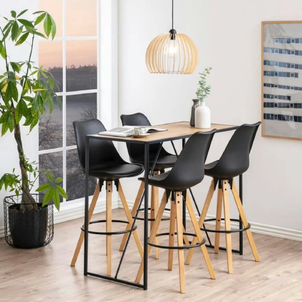 netfurniture Chelsea Black Metal Bar Table with Oak Top 3