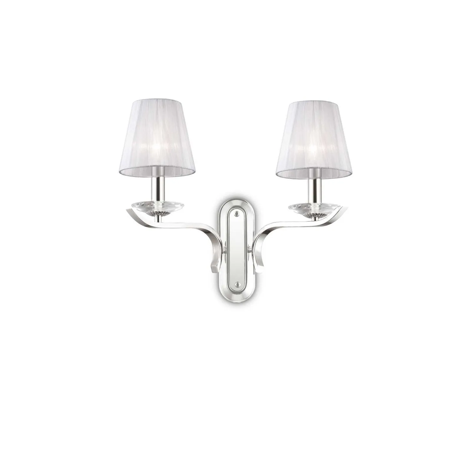 Netlighting Pegaso 2 Light Indoor Candle Wall Light Chrome White with Organza Shades E14 in Grey