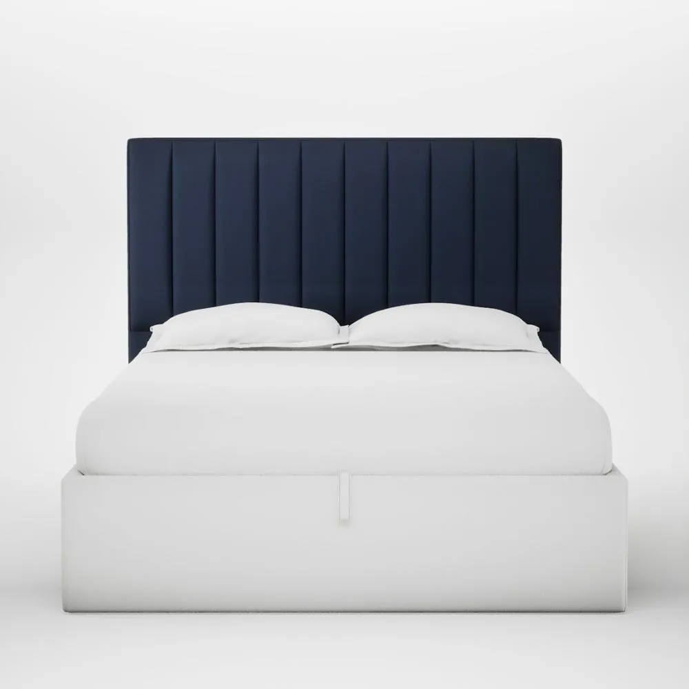 Heal's Retta Headboard Lift Storage King Smart Cotton Linen Indigo 1