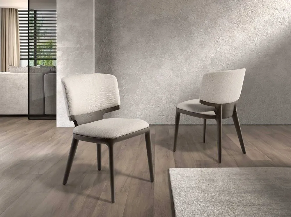 Angel Cerda Light Grey Fabric Dining Chair with Oak Legs 3