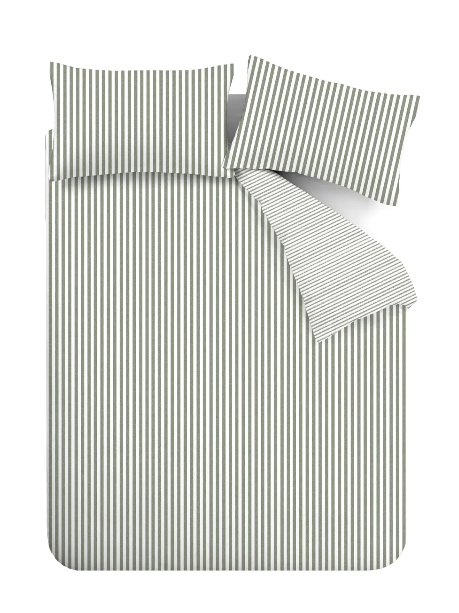 Catherine Lansfield Brushed Stripe 100% Cotton Duvet Cover Set in Green 5