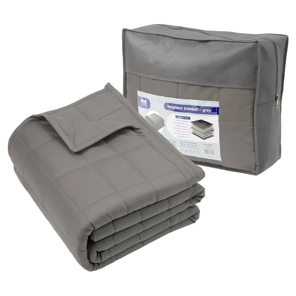 Harbour Housewares Weighted Blanket with Storage Bag - 150 x 200cm - 8kg in Grey