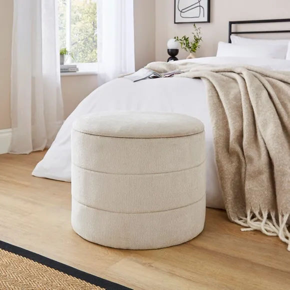 Chenille Round Ottoman with Tray 1