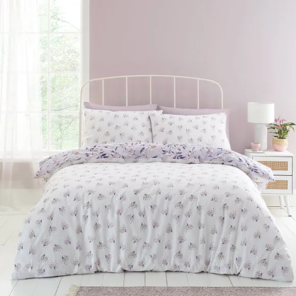 Catherine Lansfield Isadora Floral Lilac Duvet Cover and Pillowcase Set 2