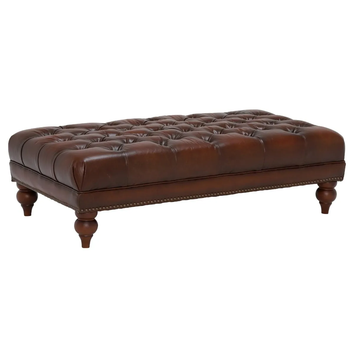 Ullswater Leather Rectangular Footstool, Brown | Barker & Stonehouse 5